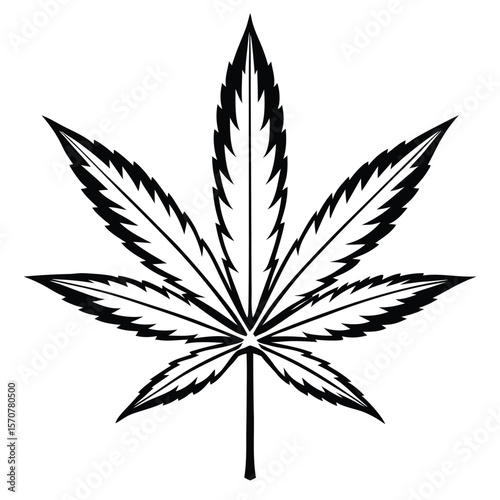 Cannabis Marijuana Leaf Black White