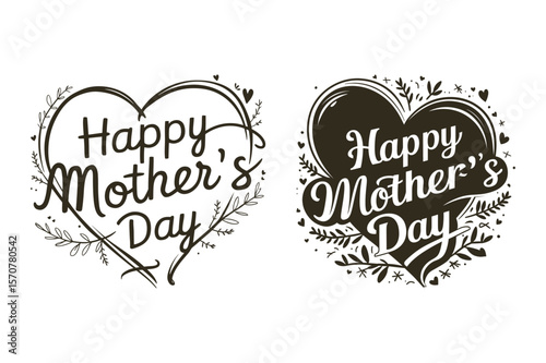 Happy Mothers Day floral heart designs celebration