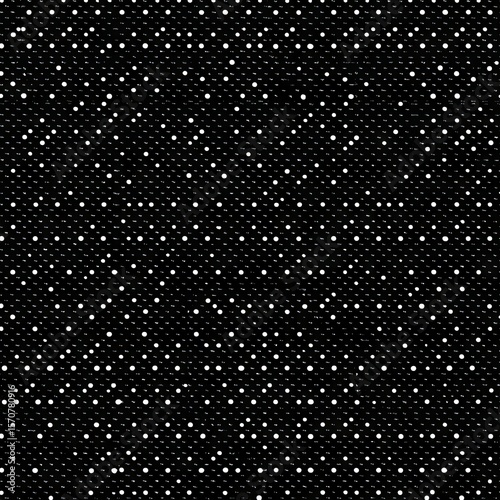Black fabric with tiny, scattered, white dots, creating a speckled, night sky effect.  The dots vary slightly in size and opacity