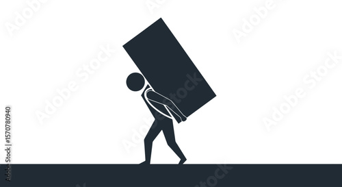 Burden of Responsibility: Silhouette Carrying a Heavy Load