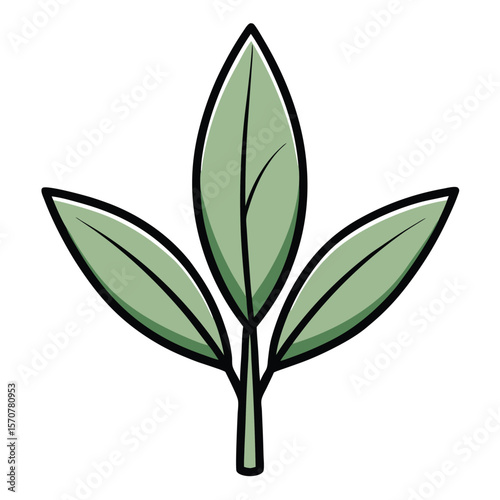 Green Triple Leaf Cartoon Design