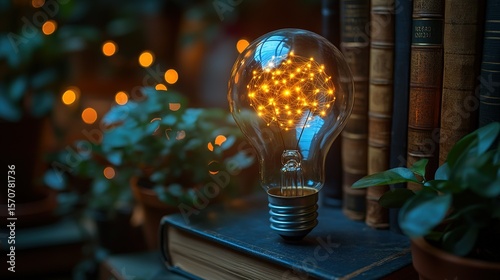 A glowing lightbulb with neural networks inside, symbolizing mental clarity and innovative thinking.