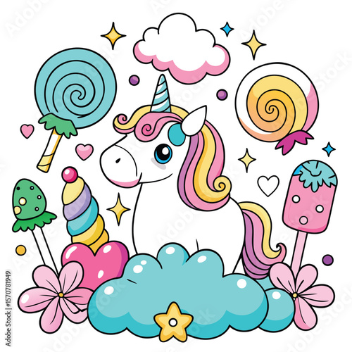 Cute Unicorn Candy Dreamland Design
