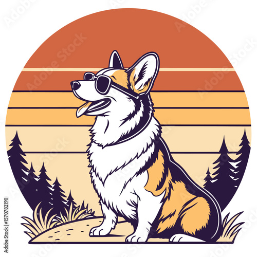 Cool Corgi Outdoor Sunset Design