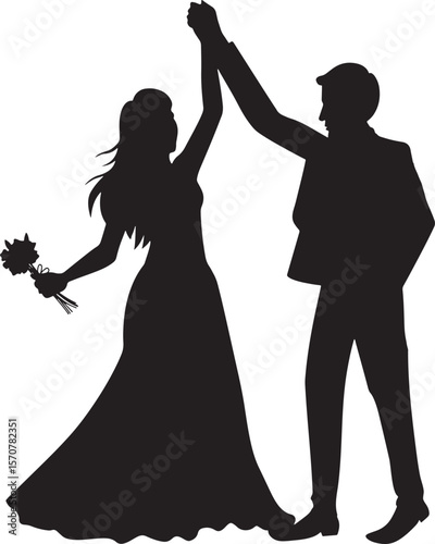 Celebrating Couple Silhouette with Joy and Happiness