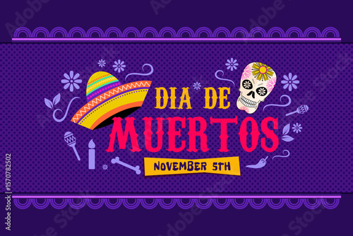 Hand drawn dia de muertos vector background
