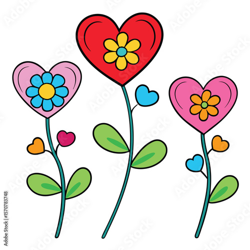 Cute Heart Flower Collection
