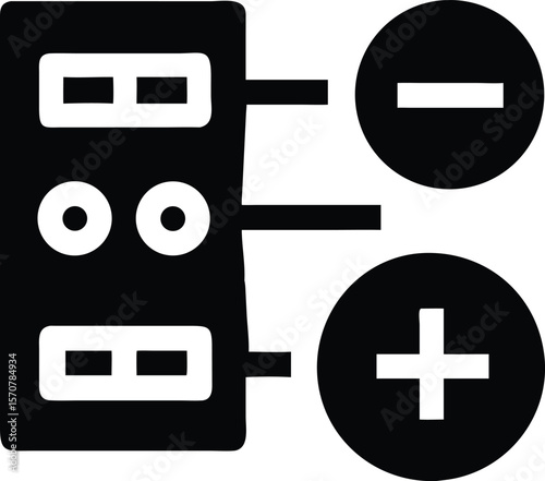 Electrical panel with plus and minus icon