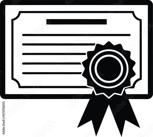 Vector art of a formal certificate with a seal and ribbon isolated on white background