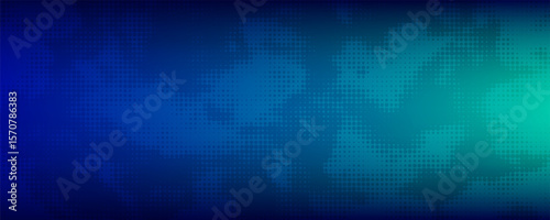 halftone with blue-green gradient, abstract background pattern, neon light reflecting walls and floor, dark colors, modern digital technology speed vector.