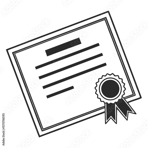 Vector art of an award certificate with a seal and ribbon isolated on white background