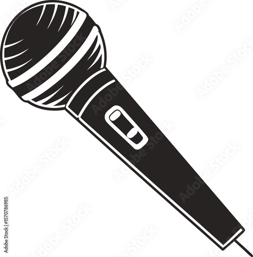 Vector art of a black microphone with a switch isolated on a white background