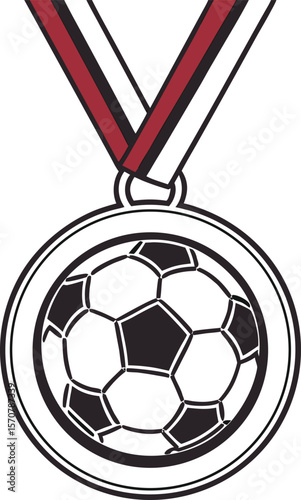 Vector art of a soccer ball medal isolated on white background