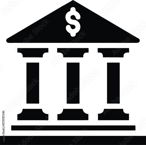 Simple black and white bank icon