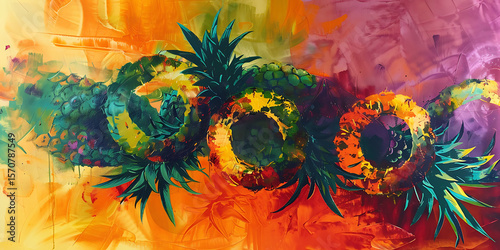 Modern abstract pineapple illustration with bold colors

