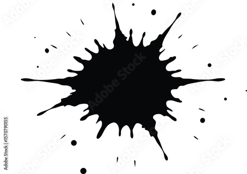 Abstract Ink Splash Black Ink Blot Design Element
