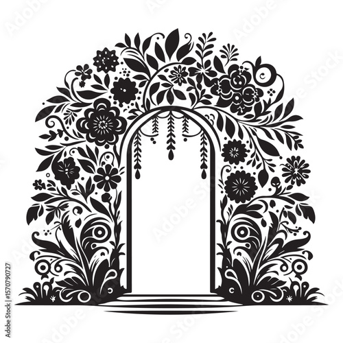 Silhouette vector of floral festoon