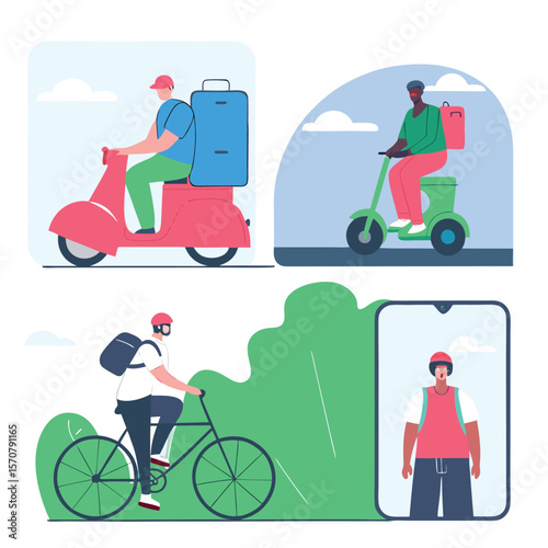 Food Delivery Service People Illustration