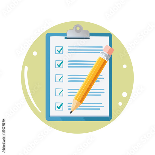 Checklist clipboard with pencil for task management and workflow efficiency.