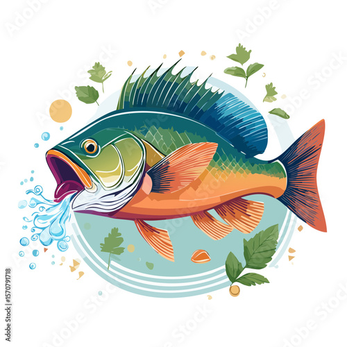 Stylized illustration of a largemouth bass with an open mouth