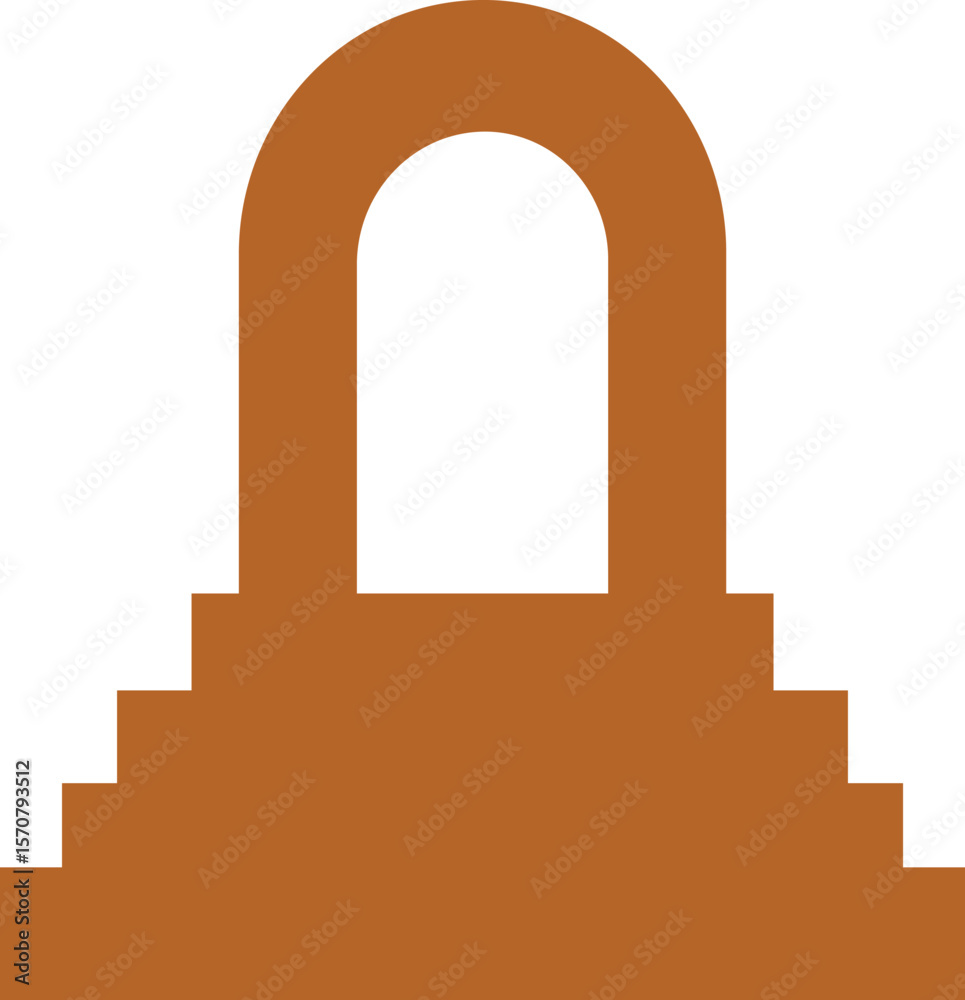 Fototapeta premium Minimalist Brown Archway with Steps Silhouette Icon