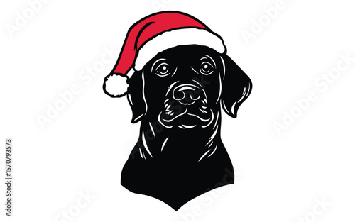 dog wearing santa hat