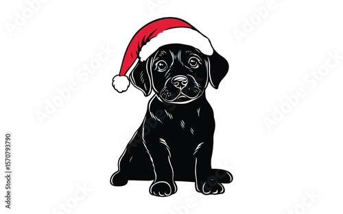 labrador retriever with christmas hat