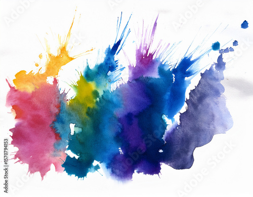 Vivid Watercolor Ink Splash Artwork on a White Background