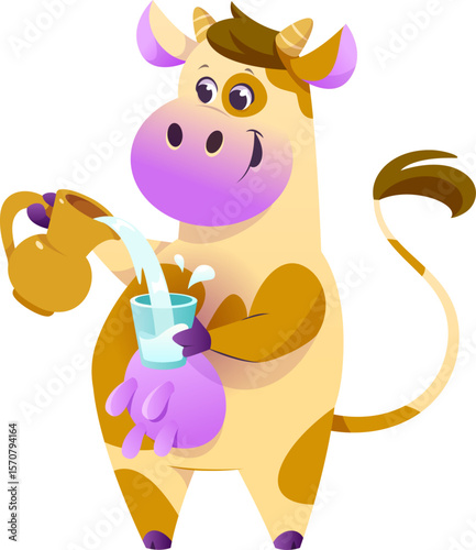 Cow Character with Milk