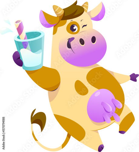 Cow Mascot with Milk