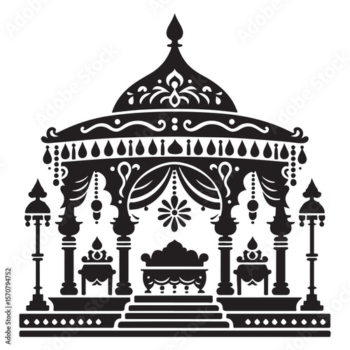Silhouette icon of canopy structure used in Janmashtami celebration