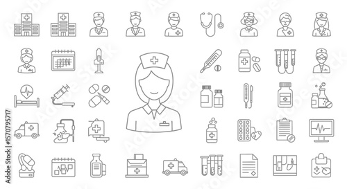 Healthcare and Medical Services Line Icon Set