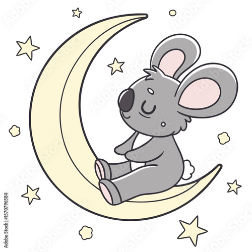 Creative SVG: Bashful Koala bear with wearing bunny slippers in a Lunar Elegance colored Starlight Ball theme