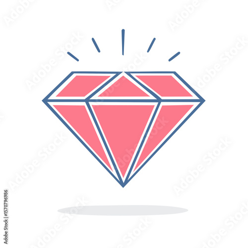 Stylish pink diamond illustration on black background with a glowing outline