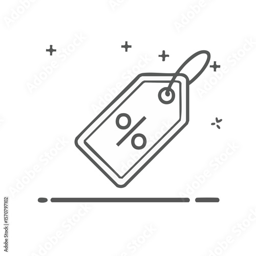 Stylized price tag with percentage sign, discount or sale theme on black background