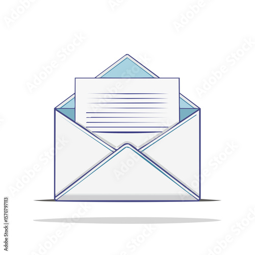 Open Envelope with Letter Illustration, Incoming Mail, Communication, Information