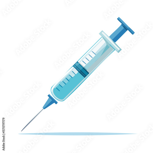 Syringe illustration for medical purposes A medical injection of a vaccine or cure in a liquid form against a black background