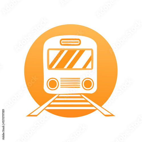 Train icon on circle background Transportation concept Railway illustration