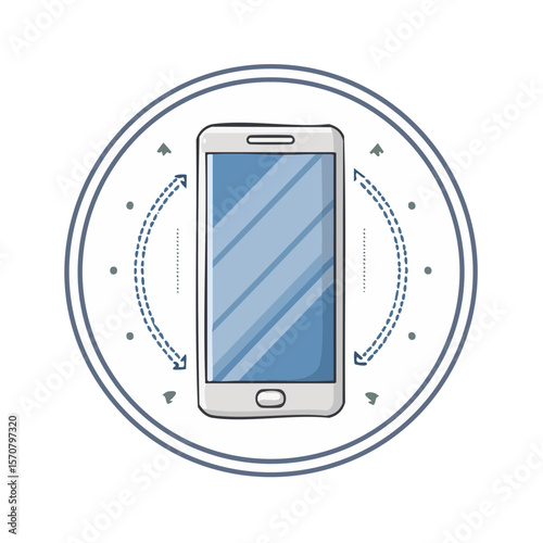 Smartphone Rotation Illustration with Circular Arrows for App Development Design
