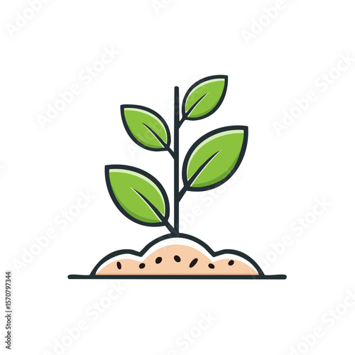 Seedling sprouting from soil illustration organic plant growth new life concept environment gardening farming