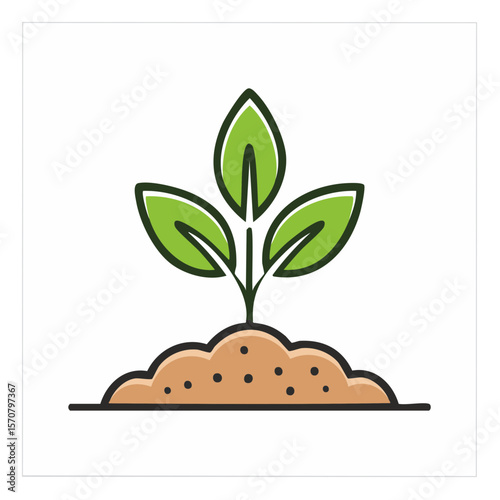 Sapling emerging from the earth growth symbol fresh leaves and soil vector illustration sustainable development and agriculture concept