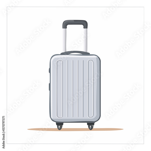 Single upright suitcase with wheels travel vacation concept luggage packing for holiday trip