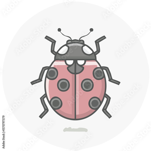 Ladybug Cartoon Insect Isolated on White Backdrop Creative Vector Illustration