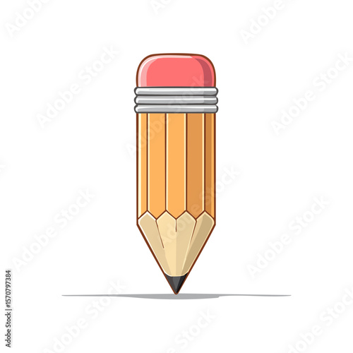 Cartoon Pencil Drawing Line Graphic Object Writing Tool Art Supply Isolated on Black Background Stationery Concept