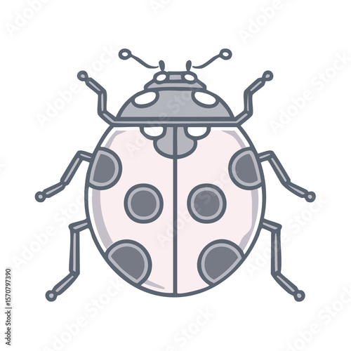 Stylized Ladybug Illustration Pink Wings Gray Spots Insect Icon Cute Bugs Vector Art