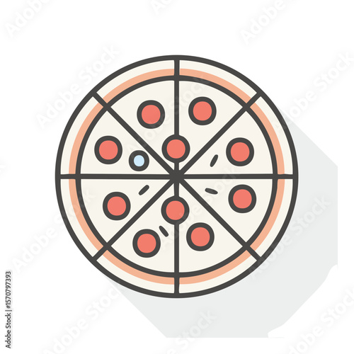 Pepperoni Pizza Icon Graphic Illustration Slice Design Fast Food Restaurant Menu Meal Flat Vector Style Appetizing Tasty Dinner