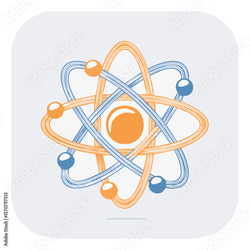 Colorful Stylized Atom Illustration Structure Science Education Model Design