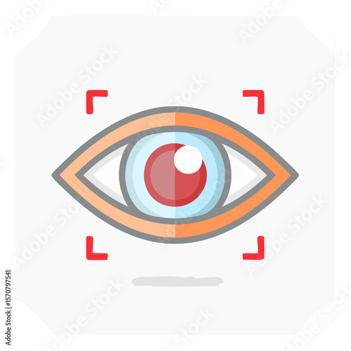 Eye icon vector illustration featuring scanning focus technology with vision security concept