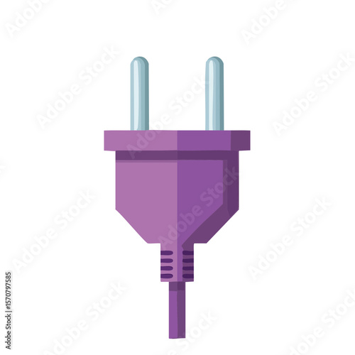 Purple Electrical Plug Illustration Isolated on Black Connecting to Power Source Technology Equipment Connector