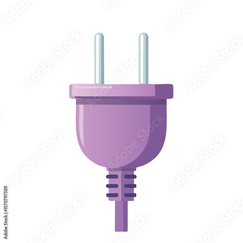 Electrical Plug in Lilac Color Simple Design on Black Background Power Connector Illustration